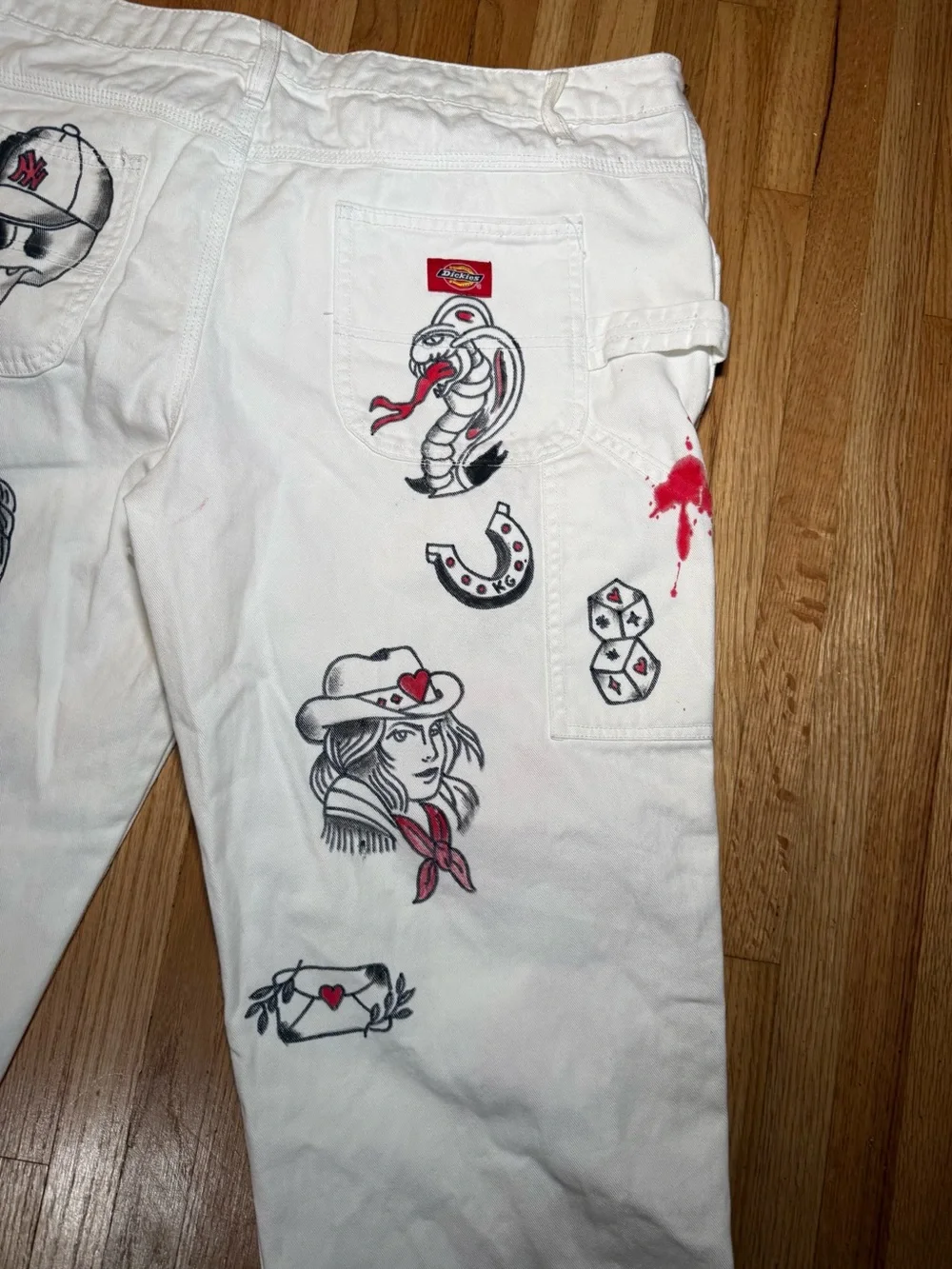 White Men’s Hand painted  Cargo Pants